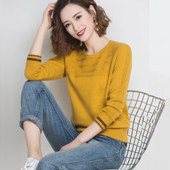 【厂家直供】春秋新款圆领针织毛衣女气质宽松外穿时尚减龄打底衫