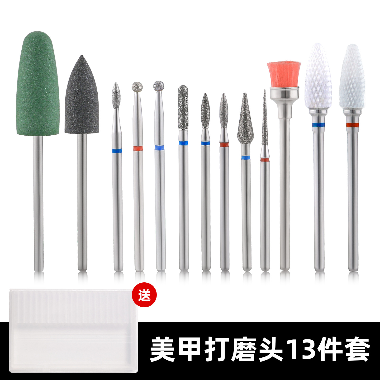 Cabeza de esmerilado de diamante de cerámica para uñas, bolsillo, piel muerta, pretratamiento, cabeza de esmerilado en forma de lanzadera larga, juego de manicura