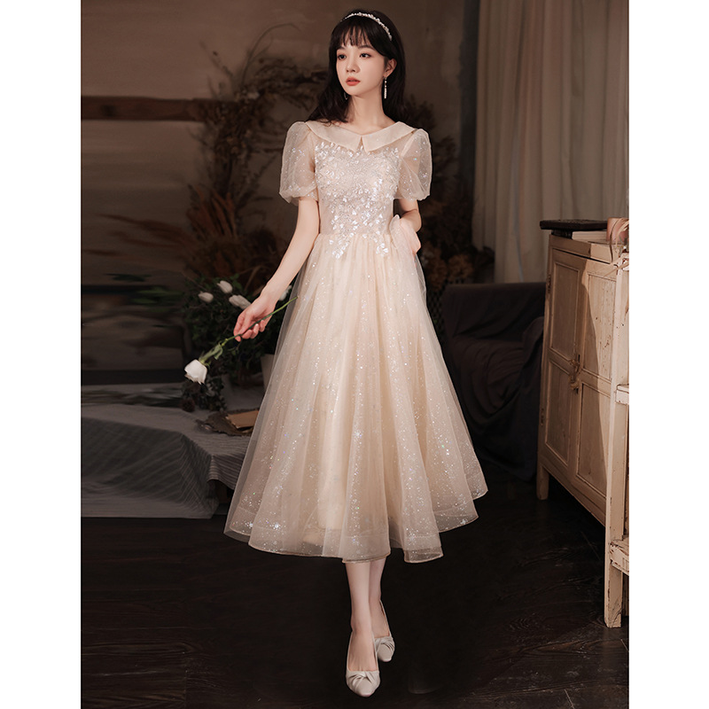 Women's Clothing Elegant Evening Gown For Women Style Student Vocal Performance Dress Temperamental Host Dress_ecoleips.com