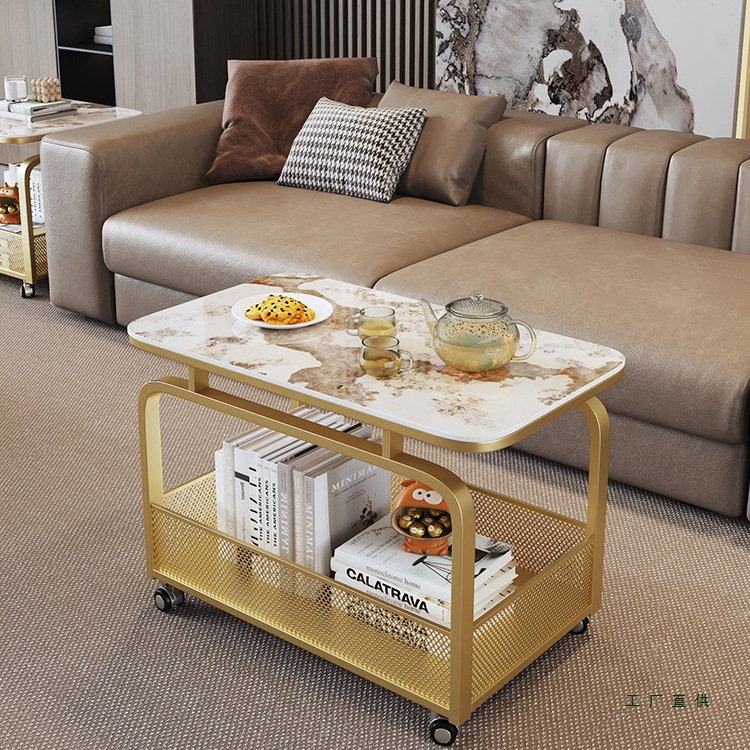 Living Room Movable Coffee Table, Trolley, Slate Sofa, Side Table, Light Luxury Creative Storage Rack, Bedroom Bedside Table