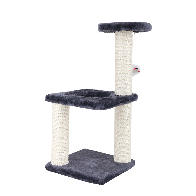 Fábrica en stock nuevo de tres columnas de tres capas sisal gato escalada Marco de molienda garra auto-Hola gato juguete gato escalada marco al por mayor