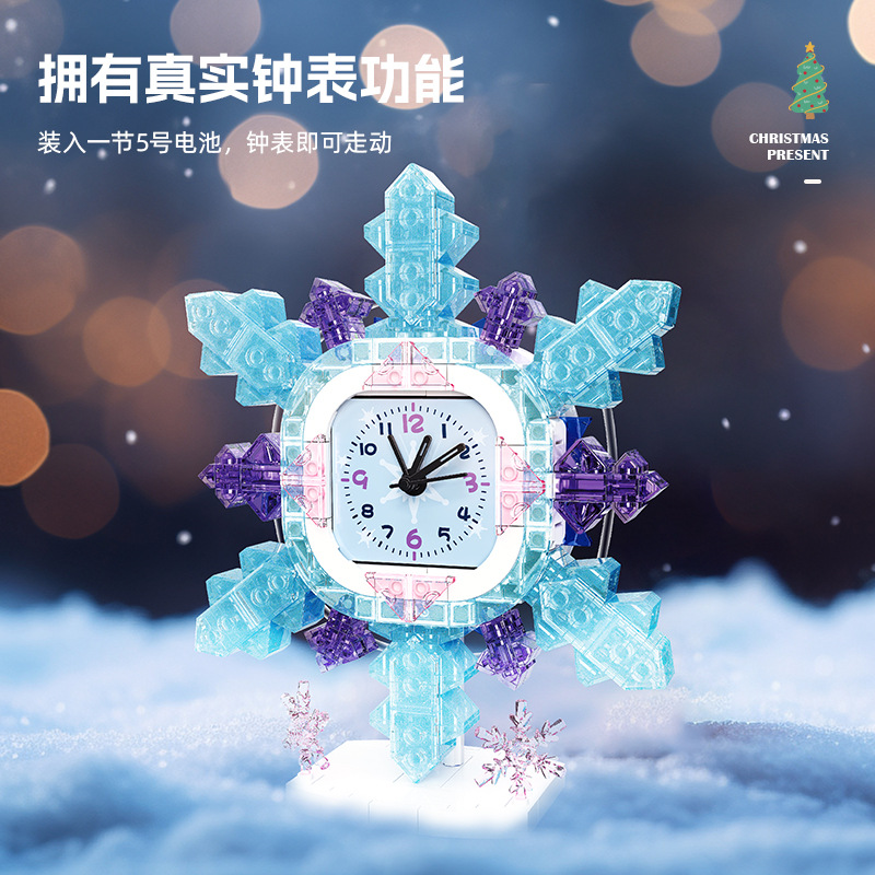 (2개) 아마존 새로운 크리스마스 선물 JJ9189 작은 입자 DIY 조립 크리스마스 장식 눈사람 시계