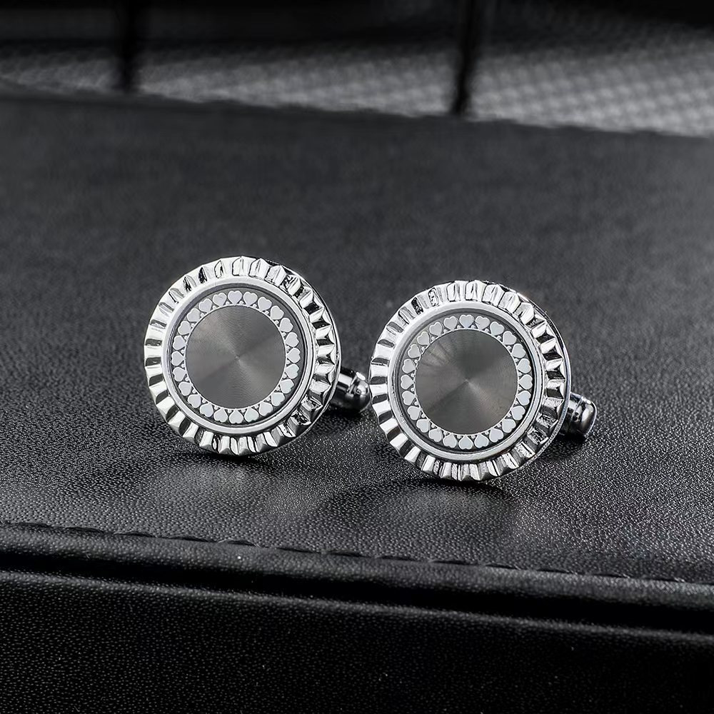 New Round Metal CD Disc Simple Pattern Copper Cufflinks for Men, French Style Shirt Cufflinks Wholesale