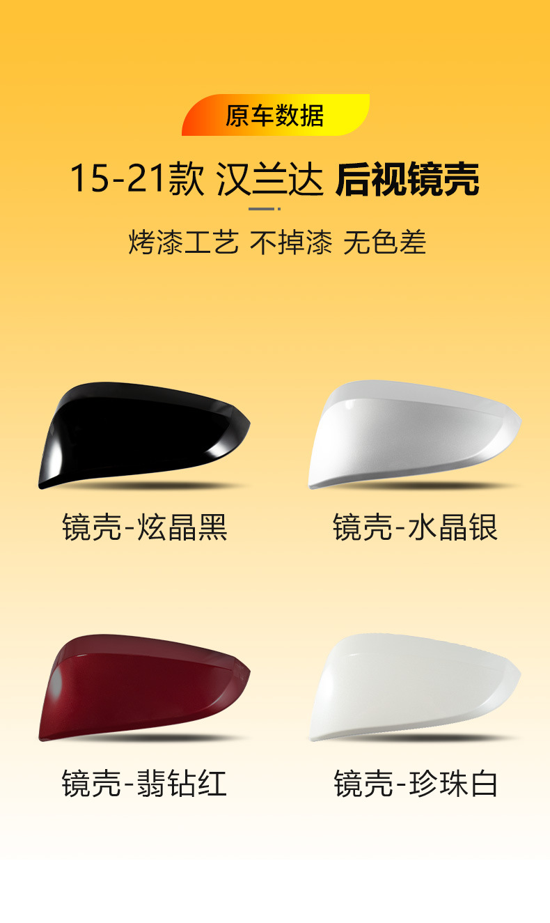Suitable for 2015-2021 Toyota Highlander rearview mirror housing, reversing mirror cover, reflector lens, turn signal light