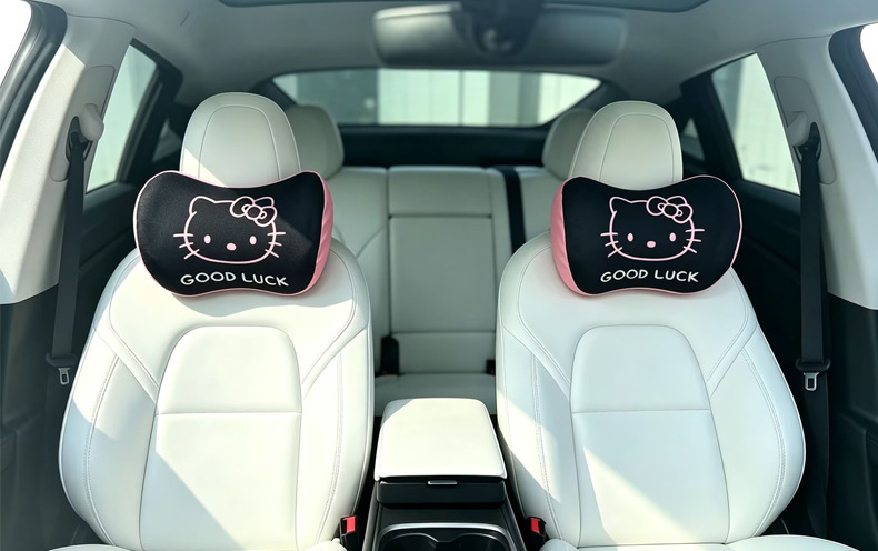 Car cushion headrest neck pillow, cute cartoon female car interior cushion, memory foam lumbar support pillow, waist cushion