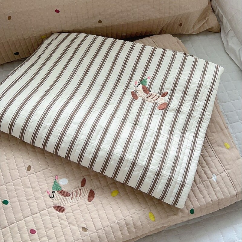Export South Korea Ins Cotton Quilted Bed Cover Three-piece Set Children's Single Quilted Bed Sheet Cartoon Cotton Thin Mattress