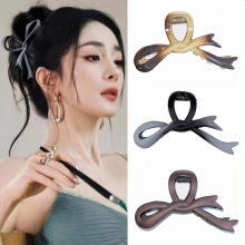 蝴蝶结飘带渐变发夹女后脑勺盘发鲨鱼夹美拉德高级感发饰杨幂同款