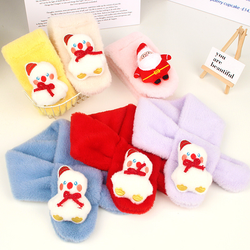 Bufanda infantil de felpa imitación piel de conejo cálida otoño invierno Navidad bebés y niños