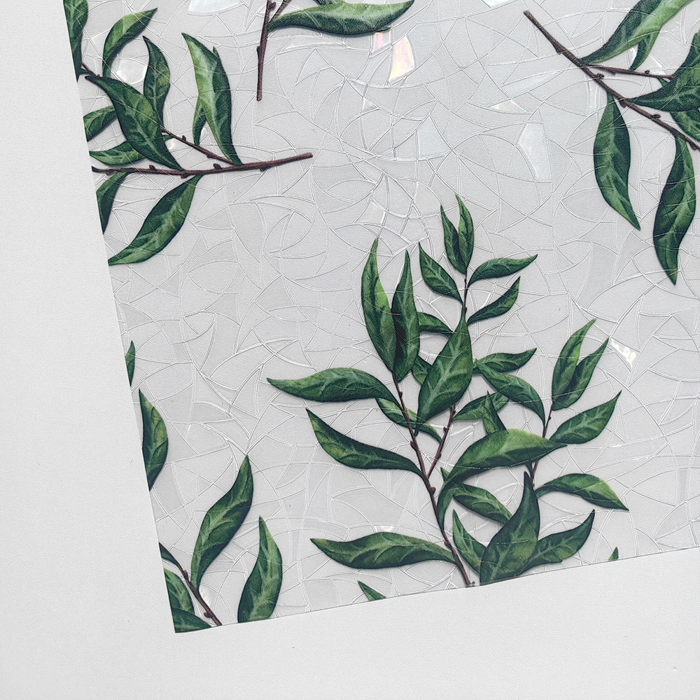 140g Weight Glass paster Home Textiles & Decor Type PVC Material Leaf Pattern Casual, Pastoral Style Casual Pastoral Leaf PVC Glass Paster Wall Art 23