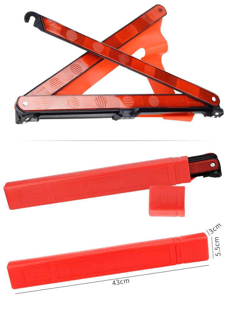 Car Warning Triangle Sign, Reflective Support Stand, Vehicle Roadside Safety Standard Triangle Sign