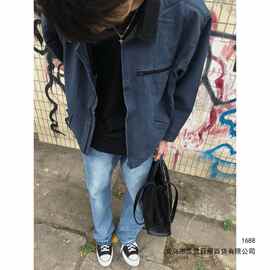 美式复古底特律翻领工装夹克男春秋高街cleanfit短款百搭休闲外套