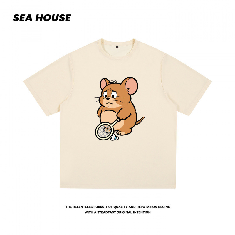 【Fat Badminton Jerry+Tom】Quick-dry short-sleeve t-shirt, loose-fitting ice silk cool-feel tee 【Fat Badminton Jerry+Tom】Quick-dry short-sleeve t-shirt, loose-fitting ice silk cool-feel tee