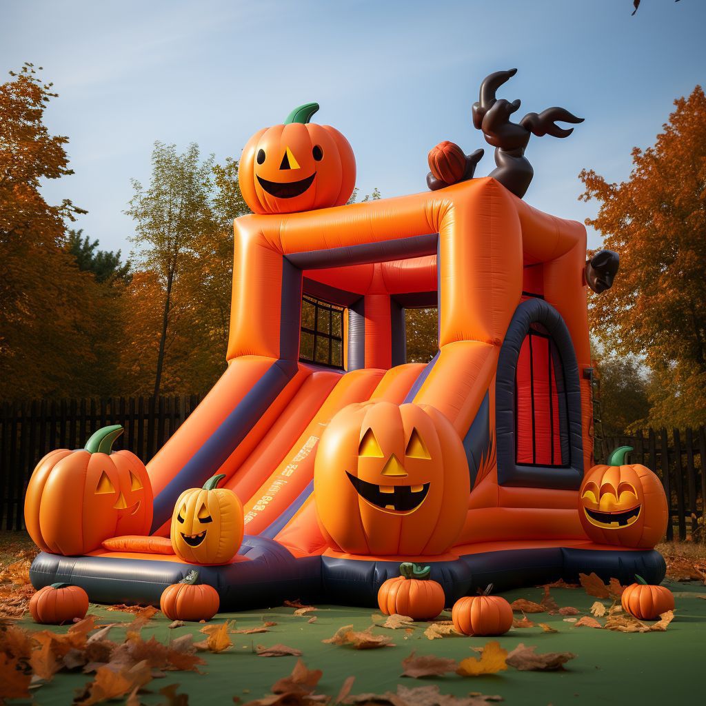 Castillo inflable comercial con tema de Halloween gran calabaza al aire libre casa de rebote para niños jumping bed jumping playground