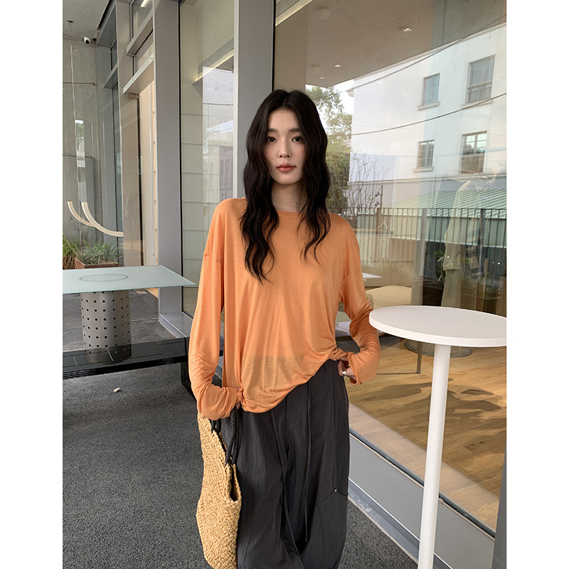 Mmc Lyocell Multi-Color Leak-Proof Back Sun Protection Cover-Up 2026 Summer New Loose Thin Long-Sleeved T-Shirt 62S53006