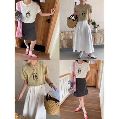 3th Morning Peninsula Pine Tea Retro Cartoon Letter Dog Crew Neck Short-Sleeve T-Shirt ZY2888