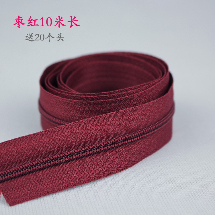 Bolsa DIY accesorios de tela ropa cremallera tirón cabeza accesorios de cuero N ° 5 color largo nylon sola cabeza doble cabeza