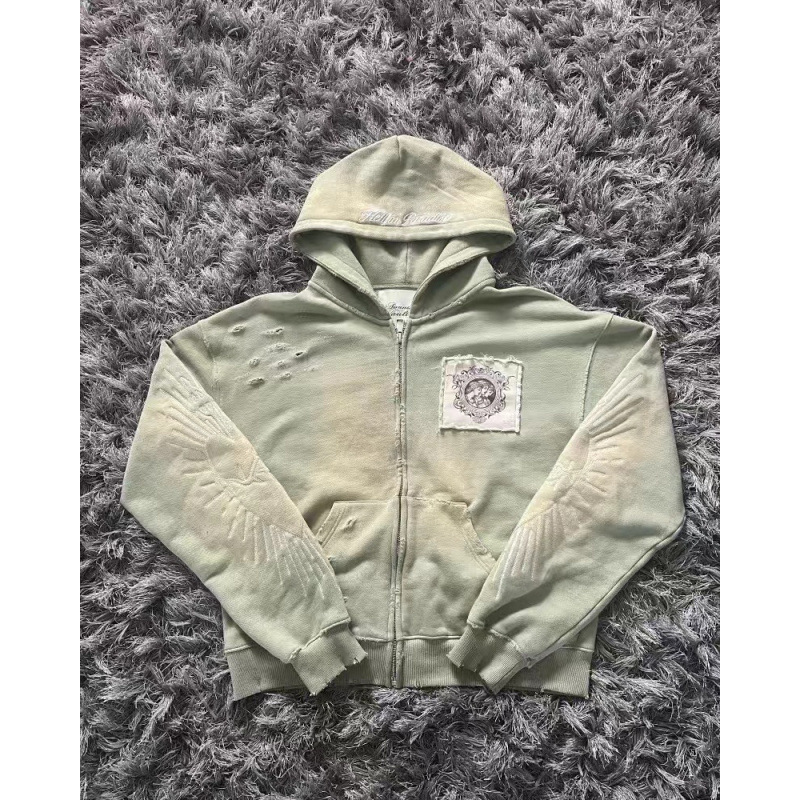 Felpa con cappuccio corta stampata da uomo, felpa con cappuccio stampata alla moda con cerniera e cappuccio - Pullover leggero con tasche per uomo e donna_voghion.com