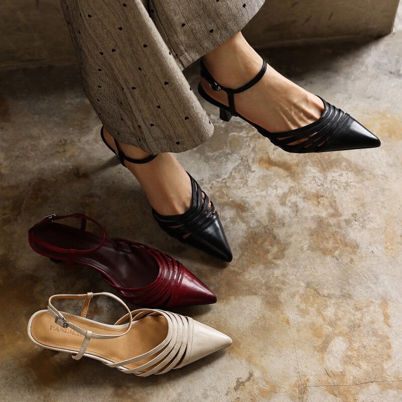 2026 Summer New Style Cowhide Retro Style Pointed Toe Slimming High Heels with One-Line Buckle and Elegant Stiletto Sandals for Women Size 40 2026 Summer New Style Cowhide Retro Style Pointed Toe Slimming High Heels with One-Line Buckle and Elegant Stiletto Sandals for Women Size 40