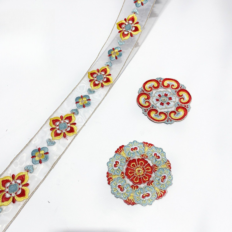 Ventanas bordadas estilo Han ropa bordada decoración collar bordado borde de collar accesorios de encaje bordado bordado borde