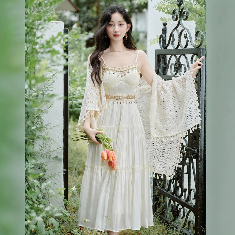 Yunnan Travel Bohemian Strap Dress for Women, Summer Design, Super Stylish, Unique and Beautiful Long Dress Set