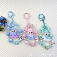 新しい植毛木製マラブブ人気のかわいい携帯電話チェーンキーホルダーバッグ人形ペンダントアクセサリー卸売