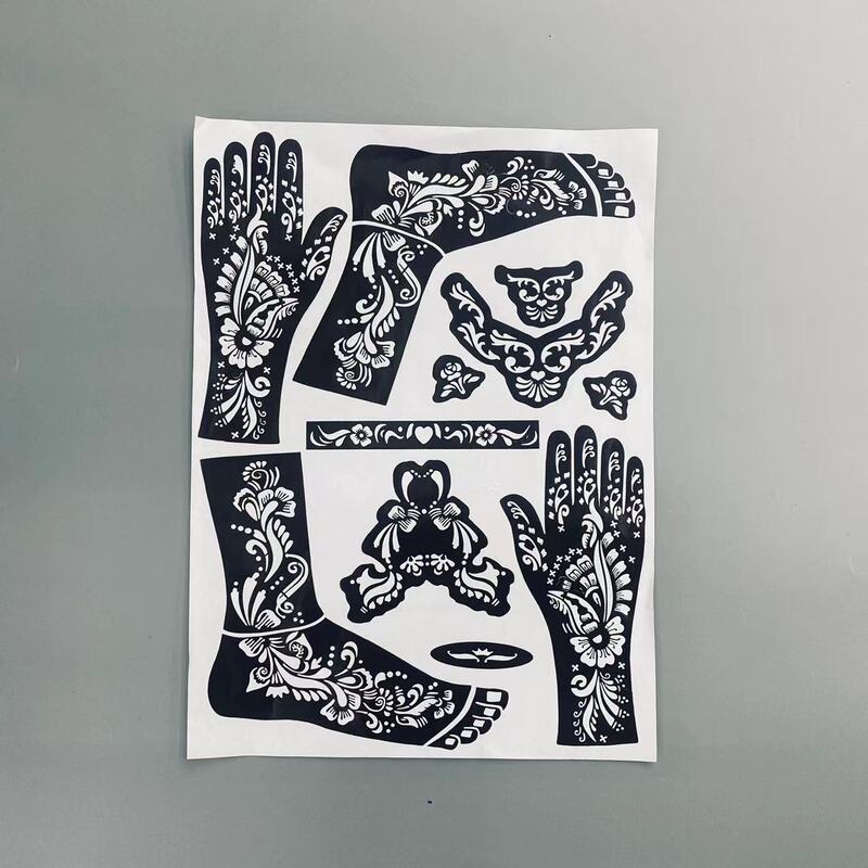 Waterproof Hina tattoo hollow hands and legs arm spray gun tattoo template temporary sticker body painting Template