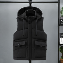 2025新款棉马甲男帅气保暖背心秋冬季潮流休闲可拆卸帽马夹棉坎肩