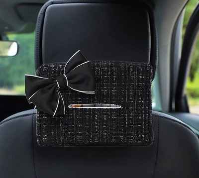 for Cross-Border Trade, Car tissue box/set - chanel-style-tissue-box-with-black-bow