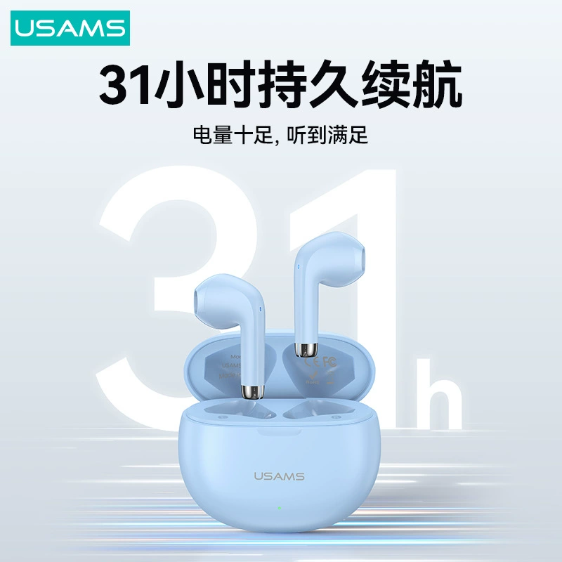Настоящие беспроводные Bluetooth-наушники USAMS 5.3, низкая задержка, TWS полусидящие наушники, шумоподавление, мини-длительный срок службы