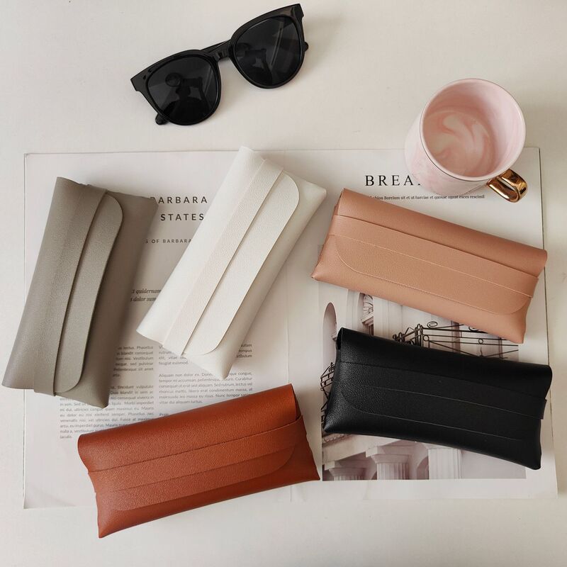 Ins Simple Portable Leather Glasses Case Soft Sunglasses Sunglasses Myopia Glasses Bag Storage Bag Retro Glasses Bag