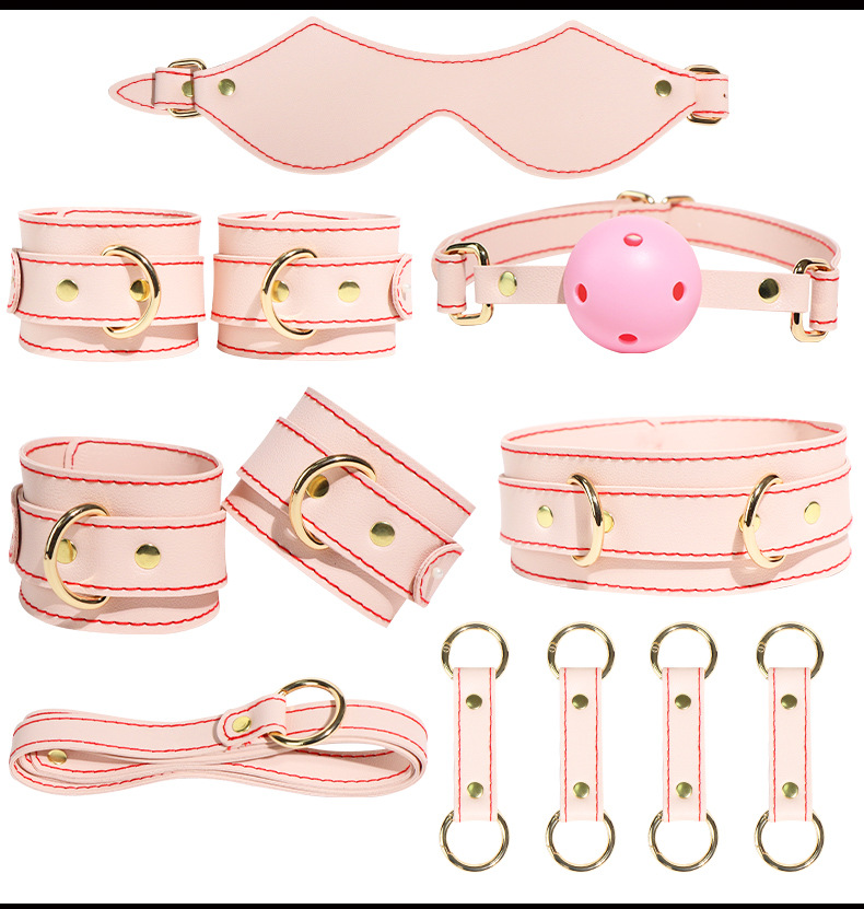 SM Bondage Kit 6-Piece Set with Metal Handcuffs, Mouth Gag, Whip and Nipple Clamps — detail image 19