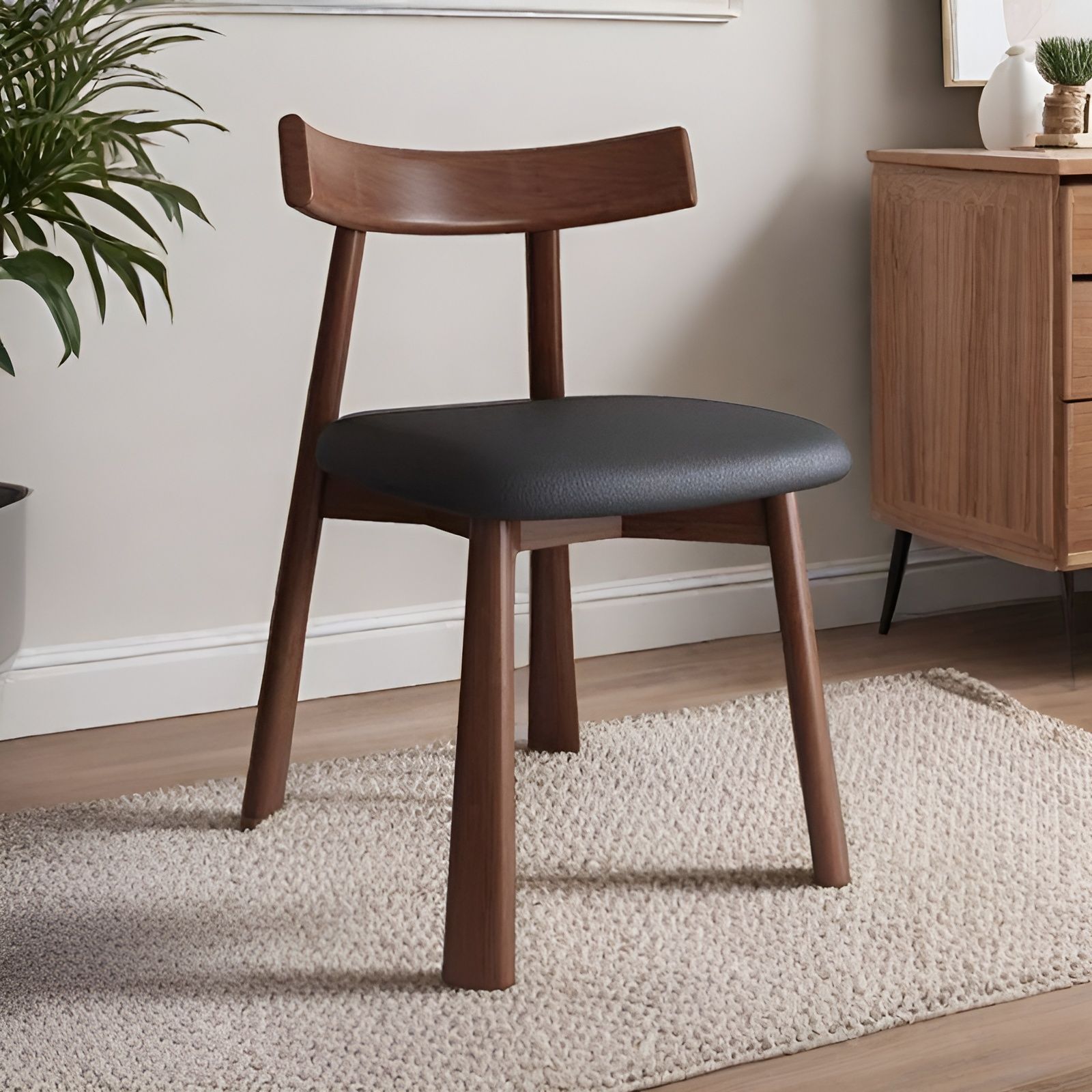 Nordic Solid Wood Dining Chair Hotel Home Modern Light Luxury Simple Backrest Chair Black Paddle Restaurant Bar Chair