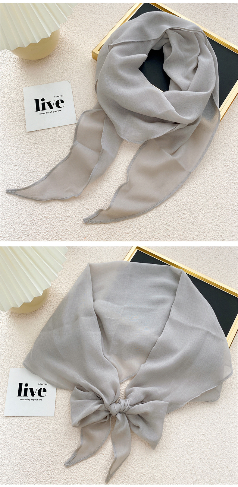 50g Weight Travel Occasion Solid Color Pattern Unisex Gender Sweet Style Orange, Grey&Pink, Grey, White, Green, Blue, Yellow, Black Color Nihaojewelry Solid Color Cotton And Linen Scarf Silk Wholesale Jewelry 11