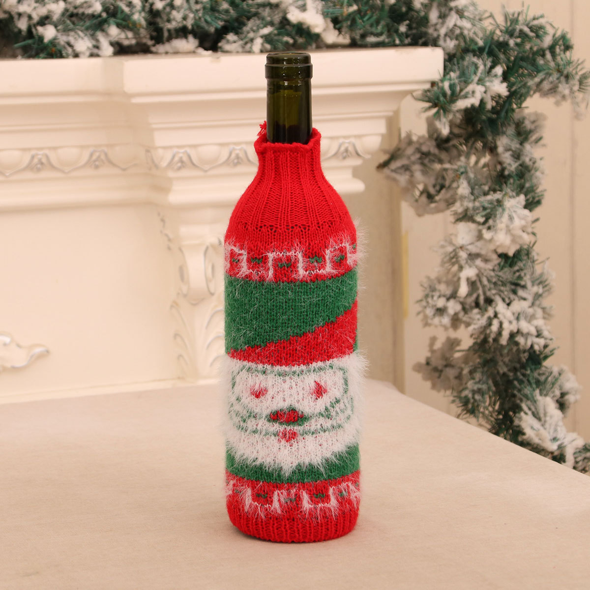 Nuevo suéter de lana de Navidad cubierta de botella de vino cubierta de vino tinto Navidad decoración de mesa de hotel