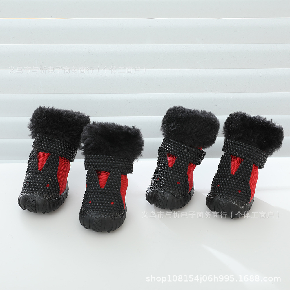 애완견 신발, 소형견 두꺼운 스노우 부츠, 부드럽고 미끄럼 방지, 따뜻한 면 신발, 더러운 방지 벨크로 발 커버