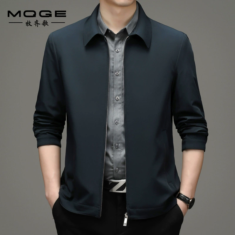 Весенние и осенние новые мужские куртки с отворотом мужские сплошные дикие куртки мужские повседневные мужские футболки