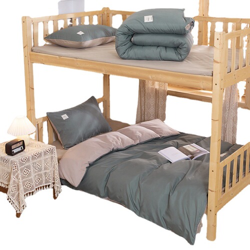 Student staff dormitory pure cotton three-piece brushed quilt cover sheet six-piece set 0.9m mattress bedding