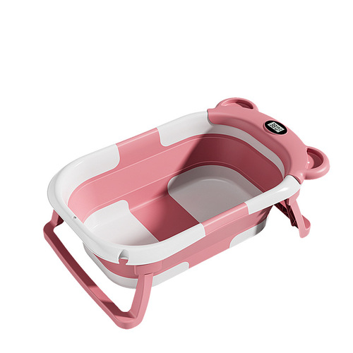 Household baby bathtub large folding baby bathtub can sit and lie down temperature-sensitive newborn baby bathtub bath bucket
