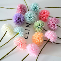 Autumn-colored single-head artificial dandelion, small ball chrysanthemum fake flowers home living room decoration wedding photography studio props wholesale