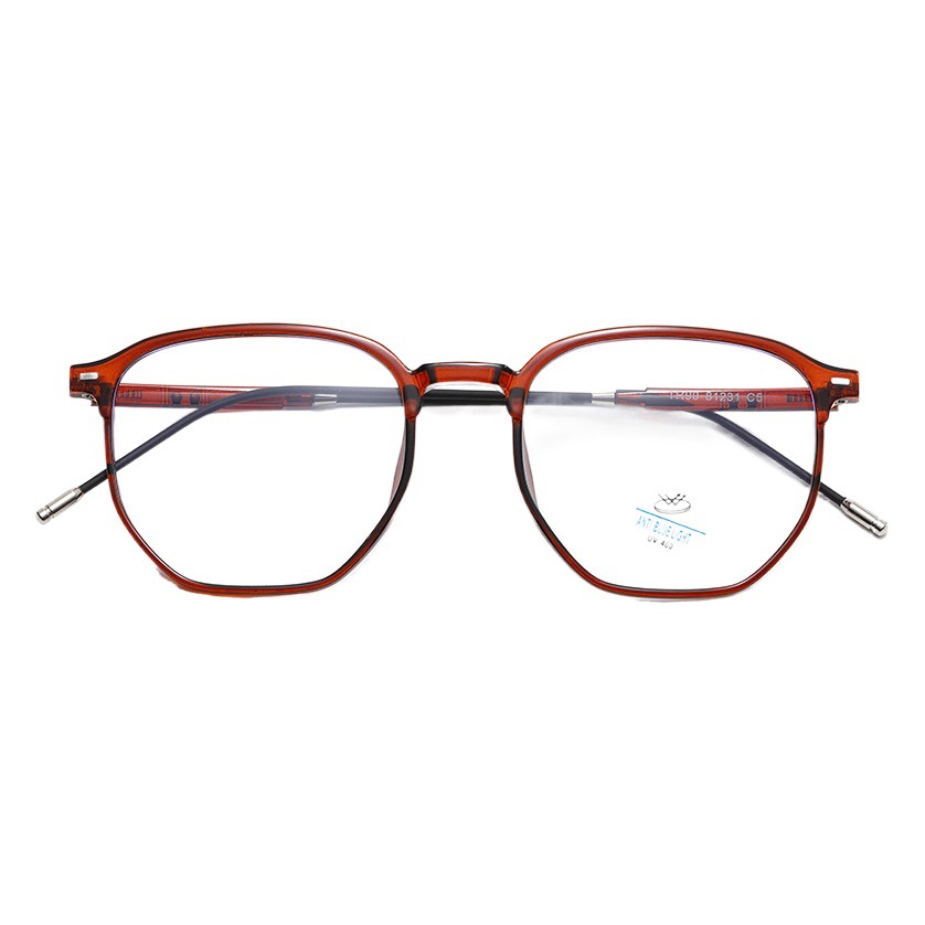 Moda tr90 anti-azul luz gafas red de las mujeres rojo polígono Irregular marco gafas moda asférica miopía gafas