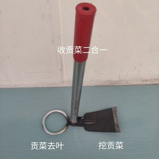New Model of a Two-In-One Tool for Harvesting Tribute Vegetables, Stripping Leaves, and Digging Lettuce, with a Thickened Wooden Handle for Easy Peeling and Labor-Saving Design