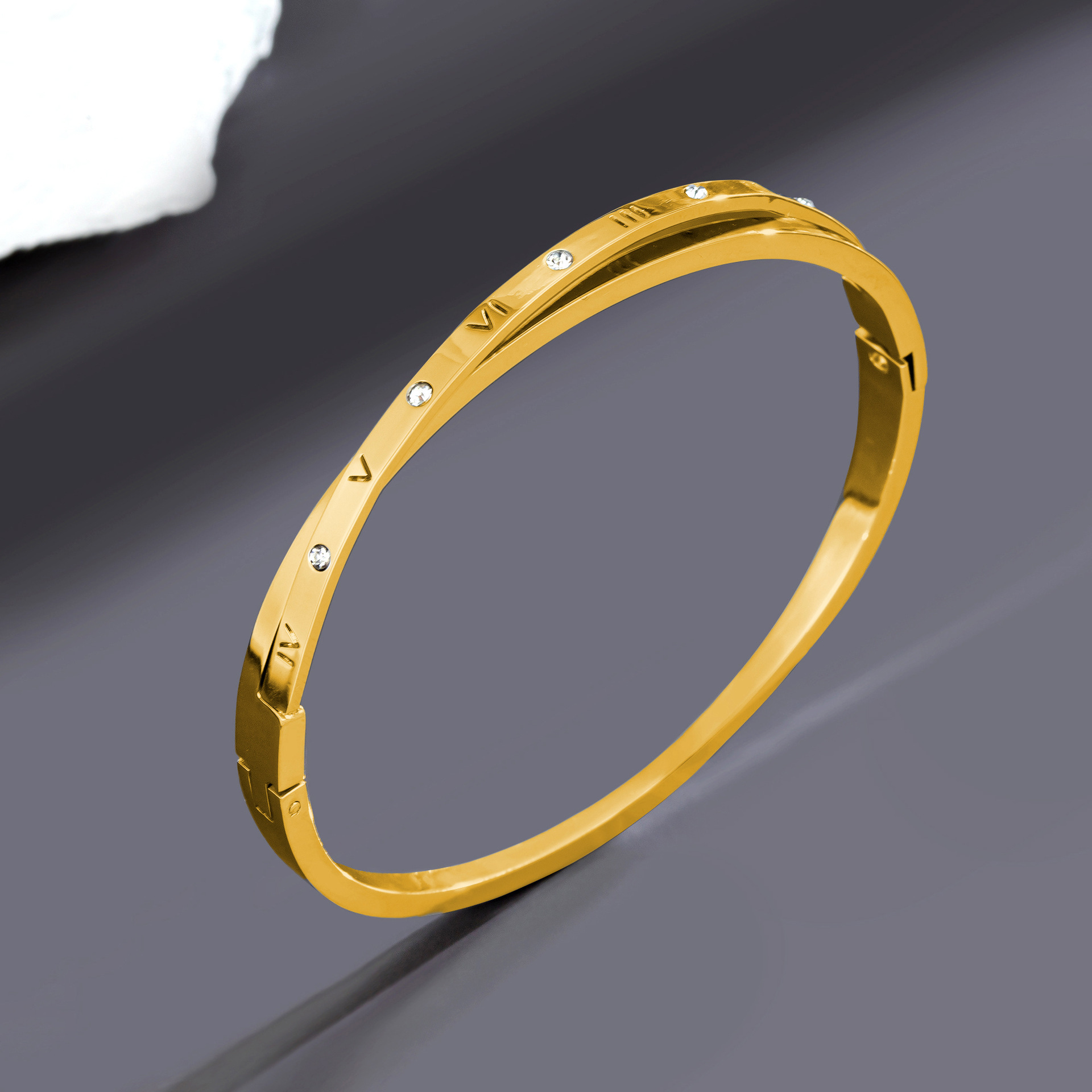 Brazalete de moda europea y americana de acero de titanio cruzado números romanos accesorios de acero de doble pulsera pulsera de hebilla