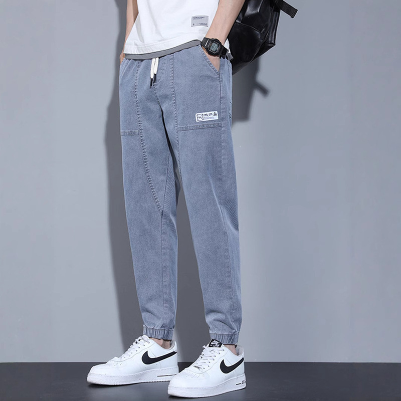 Jeans Men's Girdle Foot Korean Style 2025 Spring and Summer Trendy Brand Loose Youth All-match Casual Harlan Long Pants