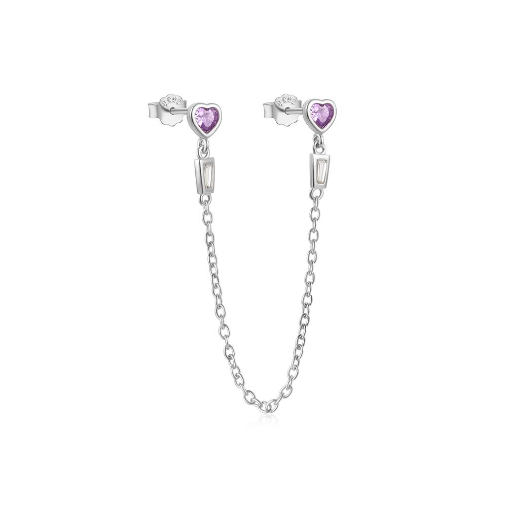 6g Weight Zircon Inlay Material Drop Earrings Classification 1 Piece Quantity Daily Occasion 925 Sterling Silver Material Geometric, Heart Shape, Solid Color Pattern Women's Gender Tassel, Plating, Inlay Design Simple Style Style 1 Piece 925 Sterling Silver Zircon Geometric Heart Shape Solid Color Drop Earrings 7