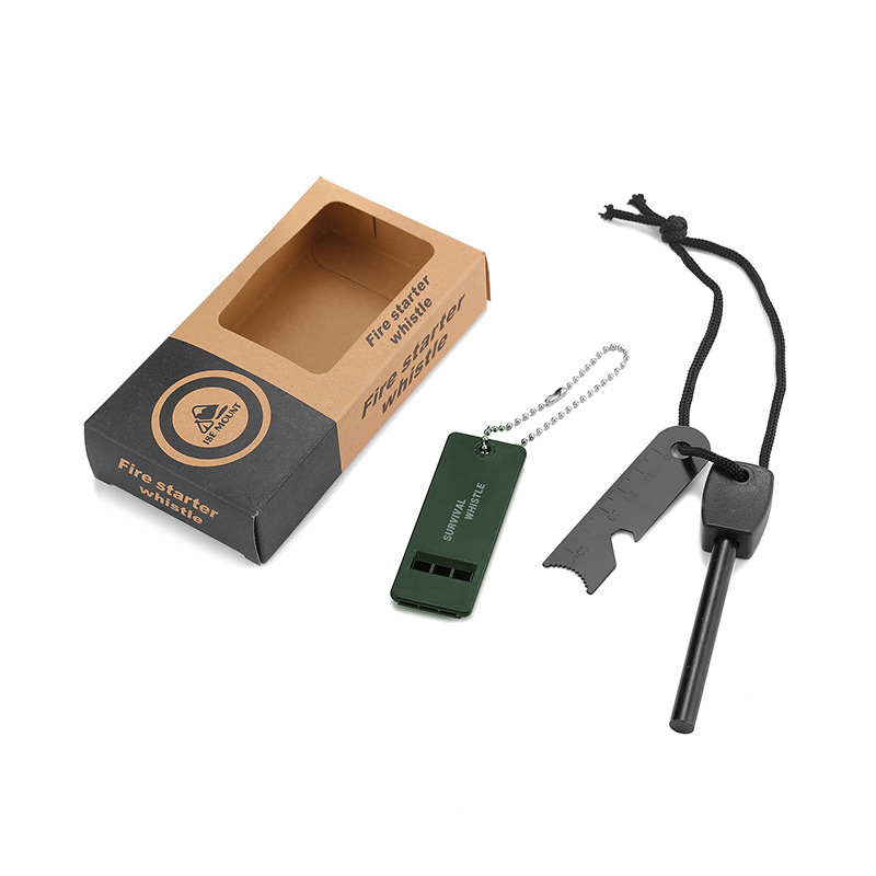 Kit de supervivencia al aire libre T1, caja de herramientas con pedernal, silbato y accesorios multifuncionales