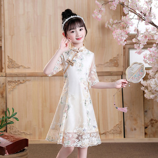 Girls' Improved Cheongsam Spring and Summer Chinese Style Children's Chinese Dress Little Girl Princess