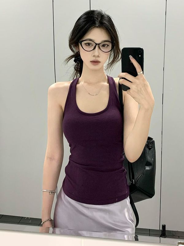 辣妹风修身休闲纯色设计感吊带背心2025夏季新款小众百搭无袖上衣|undefined
