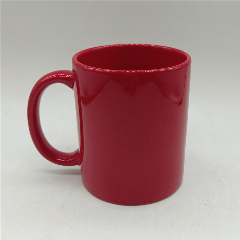 简约家用马克杯红色陶瓷杯漱口杯结婚礼物早餐杯喝水杯子