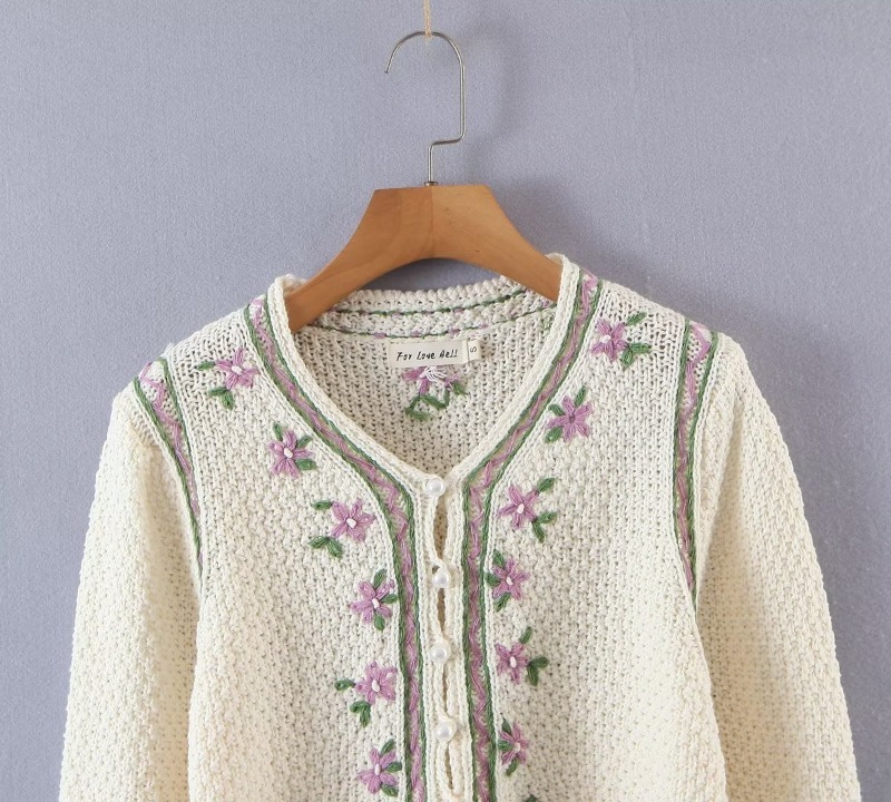 short handmade crochet long sleeve flower knitted cardigan NSXDX137490