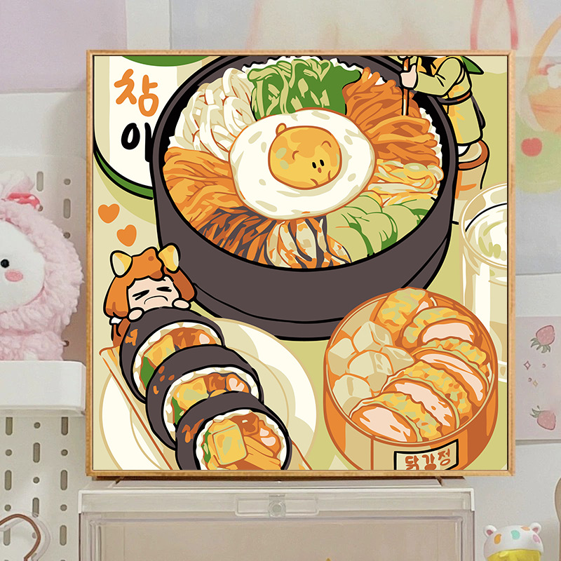 Healing Food DIY Digital Oil Painting Coloring Handmade Painting Fruit Cake Oil Painting Night Market Stall Decoration Painting